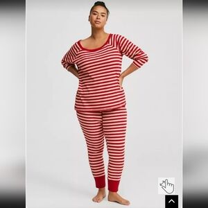 Red and White Striped Pajama Set